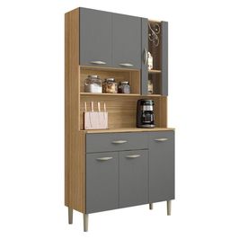 Armário de Cozinha Compacta 90cm Bruna K02 Freijó/Gris - Mpozenato
