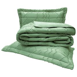 Kit Cobre Leito Colcha Stylo Queen Dupla Face 3 Peças - Verde