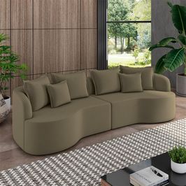 Sofá Living Decorativo Salinas 4 Lugares com Almofadas 270cm Modulado Veludo Castor G33- Gran Belo