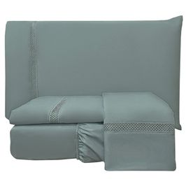 Jogo de Cama Lençol King Apolo Micropercal 300 Fios - Chumbo