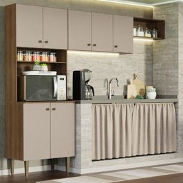 Armário de Cozinha Compacta Quiosque 235cm Rustic/Crema Gourmet Madesa 01 Rustic/Crema