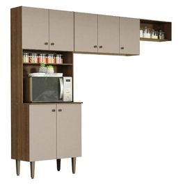 Armário de Cozinha Compacta Quiosque 235cm Rustic/Crema Gourmet Madesa XA Rustic/Crema