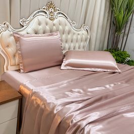 Jogo de Cama Lençol Casal Luxo Charmousse 4 Peças - Rosê