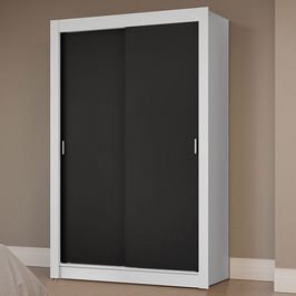 Guarda-Roupa Solteiro 2 Portas de Correr Branco/Preto Milano Madesa Branco/Preto