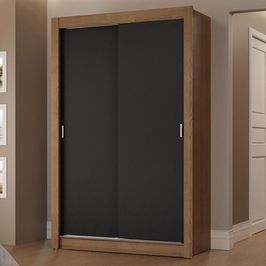 Guarda-Roupa Solteiro 2 Portas de Correr 2 Gavetas Rustic/Preto Vivare Madesa Rustic/Preto