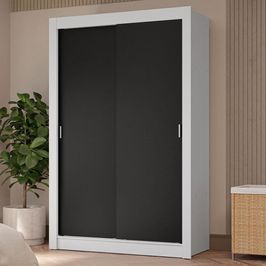 Guarda-Roupa Solteiro 2 Portas de Correr 4 Gavetas Branco/Preto Vivare Plus Madesa Branco/Preto