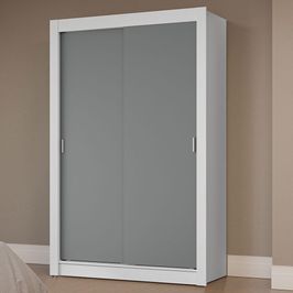 Guarda-Roupa Solteiro 2 Portas de Correr Branco/Cinza Milano Madesa Branco/Cinza