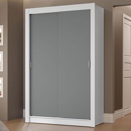 Guarda-Roupa Solteiro 2 Portas de Correr 2 Gavetas Branco/Cinza Vivare Madesa Branco/Cinza
