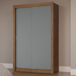Guarda-Roupa Solteiro 2 Portas de Correr Rustic/Cinza Milano Madesa Rustic/Cinza