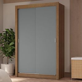 Guarda-Roupa Solteiro 2 Portas de Correr 4 Gavetas Rustic/Cinza Vivare Plus Madesa Rustic/Cinza