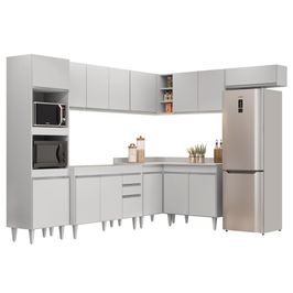 Armário de Cozinha Modulada de Canto 8 Peças CP01 Balcão Branco - Lumil