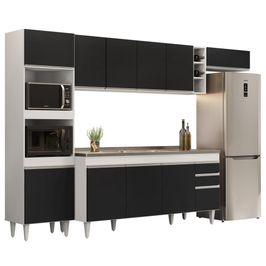 Armário de Cozinha Modulada 5 Peças CP18 Balcão com Pia Inox Branco/Preto - Lumil