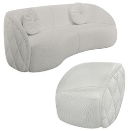 Sofá Decorativo 3 Lugares 240cm com Almofadas e Poltrona Zion M22 Linho Cru - Mpozenato