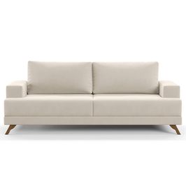 Sofá 180cm 3 Lugares Pés Curvos Santi Suede D05 Bege - Mpozenato