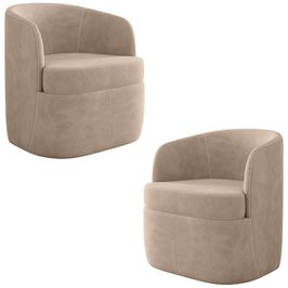 Kit 2 Poltronas Giratória Decorativa para Sala Dandara K04 Veludo Bege - Mpozenato