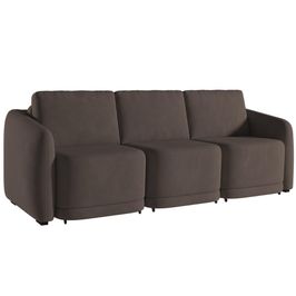 Sofá Cama Casal para Sala 336cm Polska K04 Veludo Marrom - Mpozenato