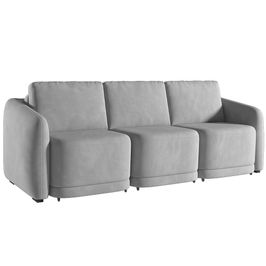 Sofá Cama Casal para Sala 246cm Polska K04 Veludo Cinza - Mpozenato