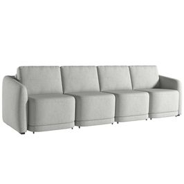 Sofá Cama Casal para Sala 316cm Polska K04 Linho Cinza - Mpozenato