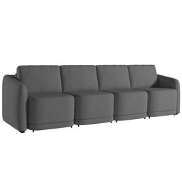 Sofá Cama Casal para Sala 316cm Polska K04 Linho Cinza Escuro - Mpozenato