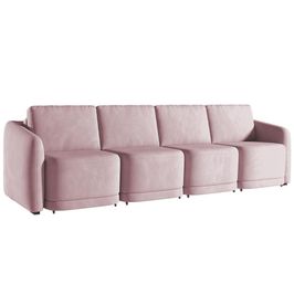 Sofá Cama Casal para Sala 396cm Polska K04 Veludo Rosê - Mpozenato