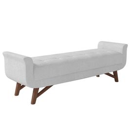 Puff Recamier Calçadeira 195cm Base Madeira Neville P02 Bouclé Branco - Mpozenato