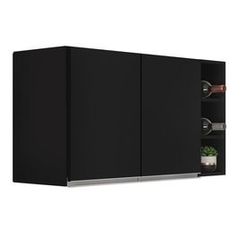 Armário de Cozinha Aéreo Califórnia 80cm e Nicho Garrafeiro 20cm Riad Preto - Lumil