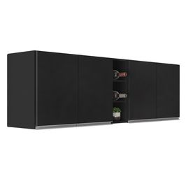 Armário de Cozinha Aéreo Califórnia Kit 2 e Nicho Adega Riad 180cm Preto - Lumil