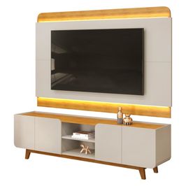 Painel Para TV 75 Pol e Rack Bancada Com LED 220cm Collie D04 Cedro/Bali - Mpozenato