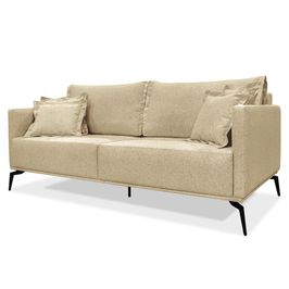 Sofá 3 Lugares 200cm Pés de Metal Vecchia S06 Linho Dourado - Mpozenato