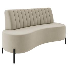 Sofá 2 Lugares 135cm Pés Aço Preto Tamar K04 Veludo Bege - Mpozenato