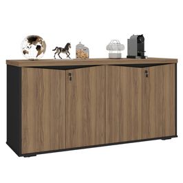 Balcão para Escritório com Chave 148cm Corp A06 Nogal/Preto  - Mpozenato