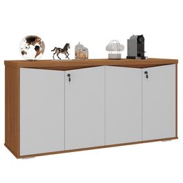 Balcão para Escritório com Chave 148cm Corp A06 Freijó/Branco - Mpozenato