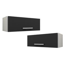 Kit 2 Armários Aéreos Geladeira Veneza 70cm 1 Porta Branco/Preto - Lumil Móveis