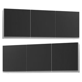 Kit 2 Armários Aéreos 150cm 3 Portas Argélia Branco/Preto - Lumil