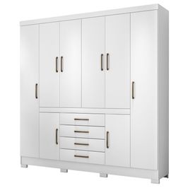 Guarda Roupa Casal 8 Portas 4 Gavetas New Realce D02 Branco - Mpozenato