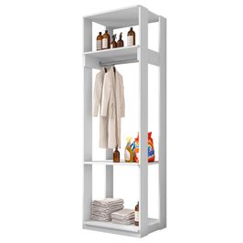 Módulo Guarda Roupa Closet Com Prateleiras Titan Branco Velluto - Móveis Leão