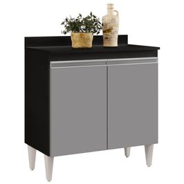 Balcão Gabinete 80cm 2 Portas Hawai Preto/Cinza - Lumil Móveis