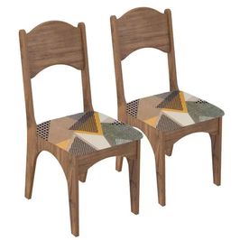 Kit 2 Cadeiras para Sala de Jantar 100% MDF Assento Estofado CA18 Nobre/Havana - Dalla Costa