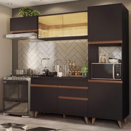 Cozinha Completa Madesa Reims 250003 com Armário e Balcão - Preto Preto