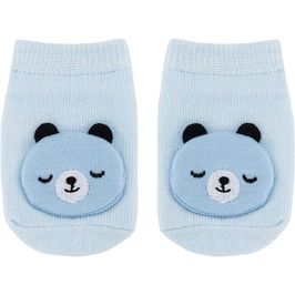 Buba Meia Antiderrapante Com Aplique Urso Azul - P