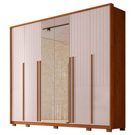 Guarda Roupa Casal Quintus Lux com Espelhos 6 Portas 6 Gavetas Caemmun Freijo/off white