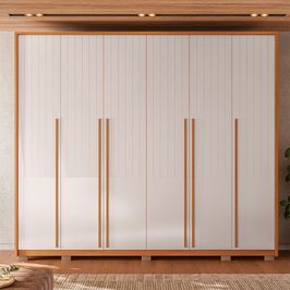 Guarda Roupa Casal Espartacus 6 Portas 6 Gavetas Caemmun Freijo/off white