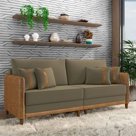 Sofá Montecarlo 2 Lugares  212cm  Veludo/PU Castor/Caramelo