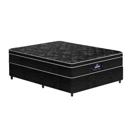 Conjunto Cama Box Casal de Molas Gazin Pérola Negra 138x188 Preto