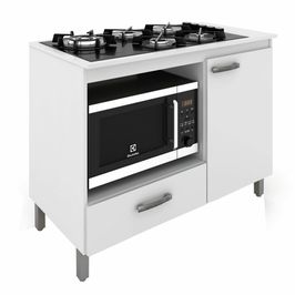 Balcão para Cooktop e Nicho para Forno Roma 1 Porta 1 Gaveta Móveis Sul Branco
