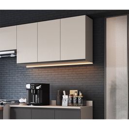 Armário Aéreo Cozinha 120 cm 3 Portas 2 Prateleiras Quiditá Fumê