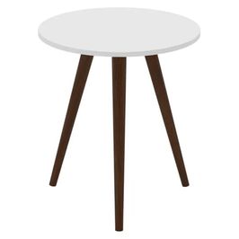 Mesa Lateral Retrô Redonda em MDP Movelbento Branco