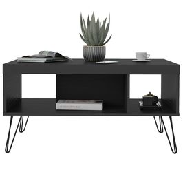 Mesa de Centro Liberty com 2 Nichos Artely Preto