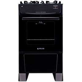 Fogão a Gás de Piso 4 Bocas Atlas Mônaco Top Glass Mesa de Vidro Preto / Bivolt
