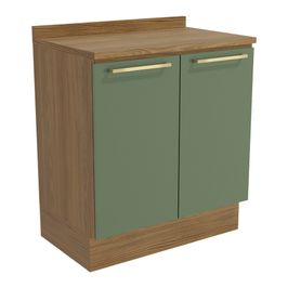 Balcão Multiuso com Tampo 80cm Botanic 2 Portas Kappesberg Nogueira/Verde